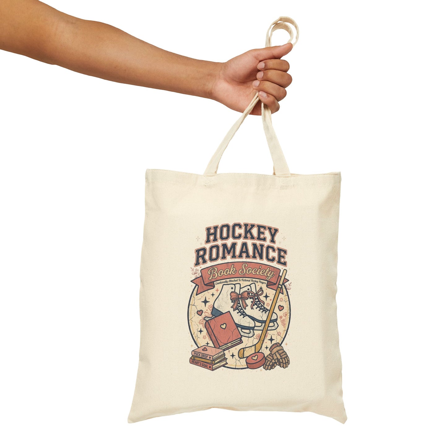 Hockey Romance Tote Bag, Booktok Romance Reader Bag, Cozy Hockey Book Girly Gift, Book Lover Tote