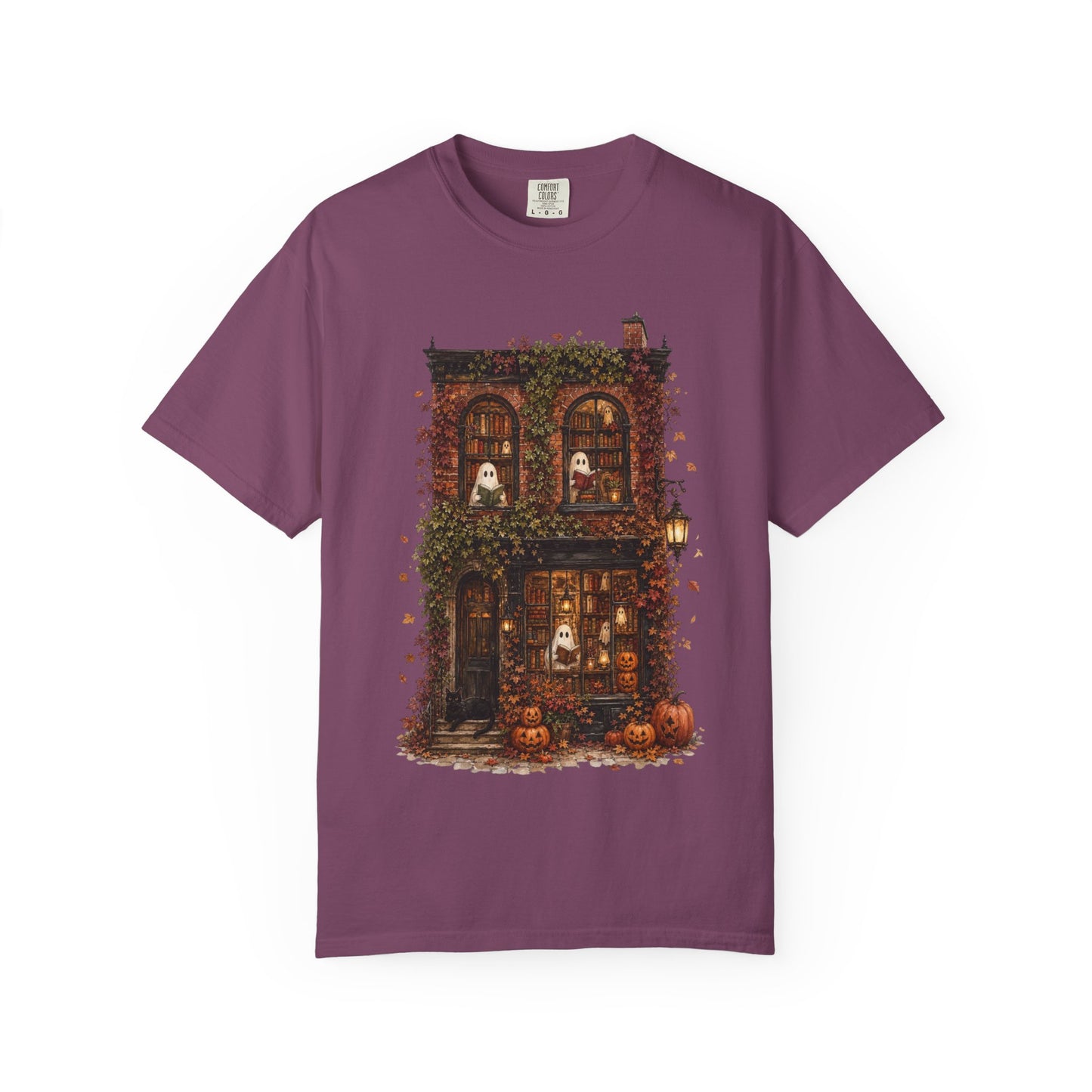 Haunted Bookstore T-Shirt, Cozy Book Lover Halloween Shirt, Ghost Library Tee, Dark Academia Fall Graphic, Spooky Reader Gift