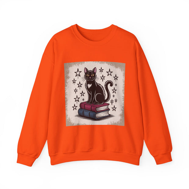 Cat and Book Lover's Crewneck Sweatshirt
