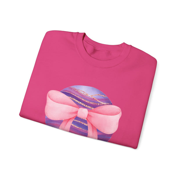 Pink/Purple Planet Wrapped In A Bow Crewneck Sweatshirt
