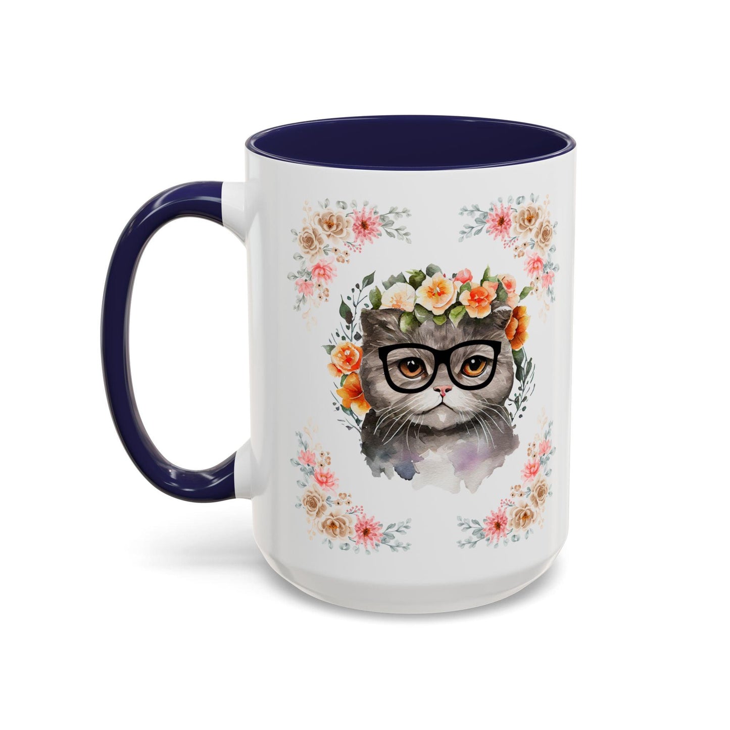 Geeky Goddess Gray Cat Accent Coffee Mug