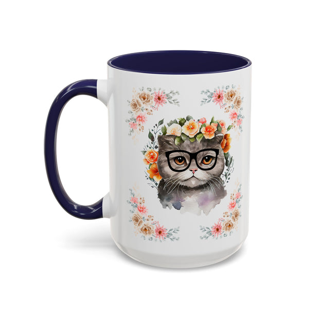 Geeky Goddess Gray Cat Accent Coffee Mug