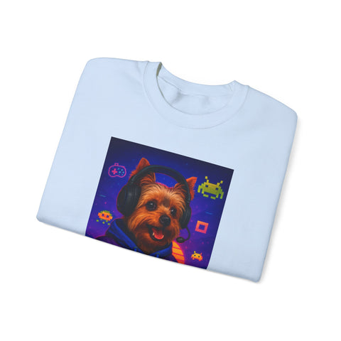 Gaming Yorkie Controller Sweatshirt | Gamer Yorkshire Terrier graphic crewneck
