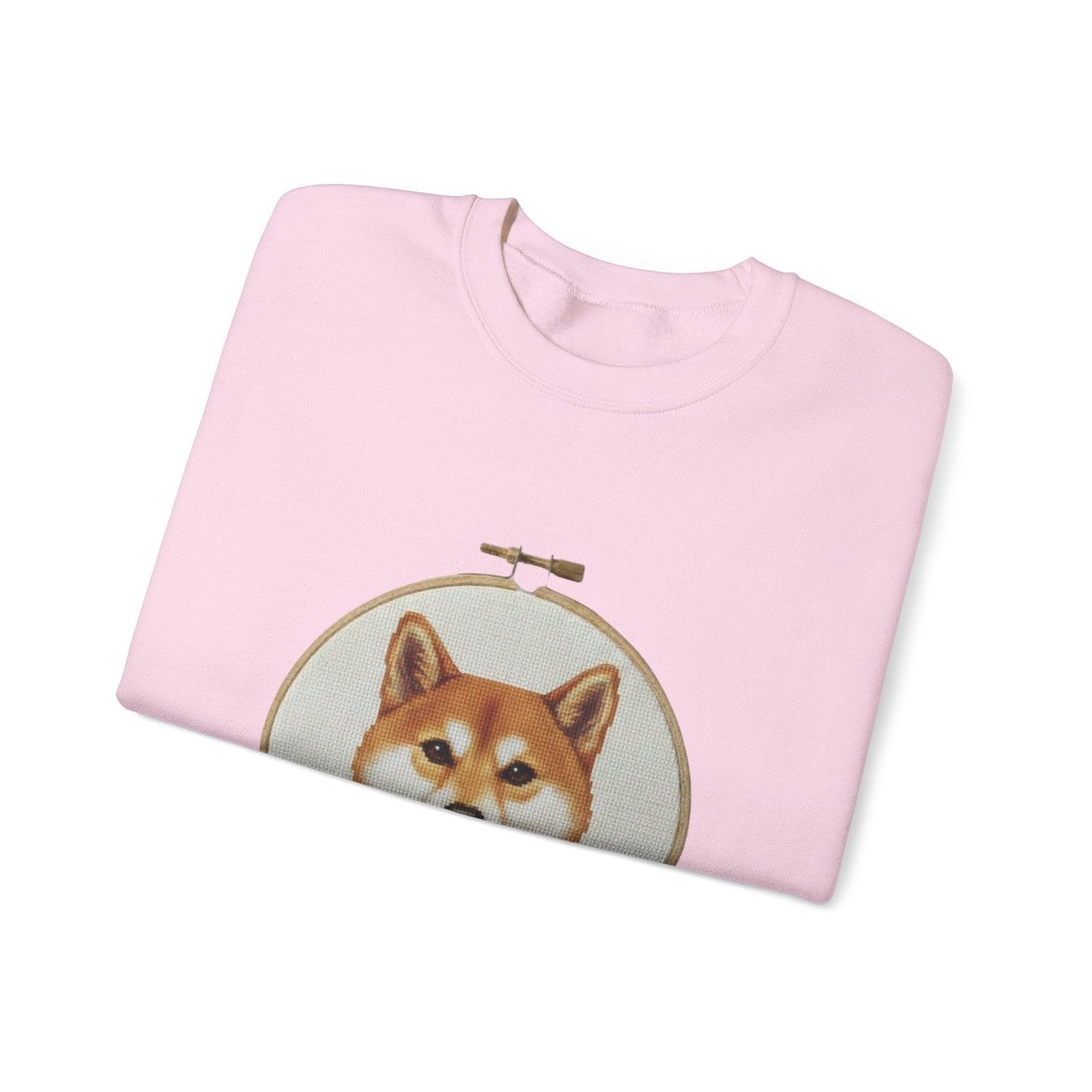 Shiba Inu Portrait Crewneck Sweatshirt | Embroidery Hoop Floral Frame