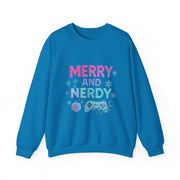 Festive Gamer Crewneck Sweatshirt - Merry and Nerdy, Unisex Sweatshirt, Holiday Apparel, Gaming Sweatshirt, Cozy Gift for Gamers