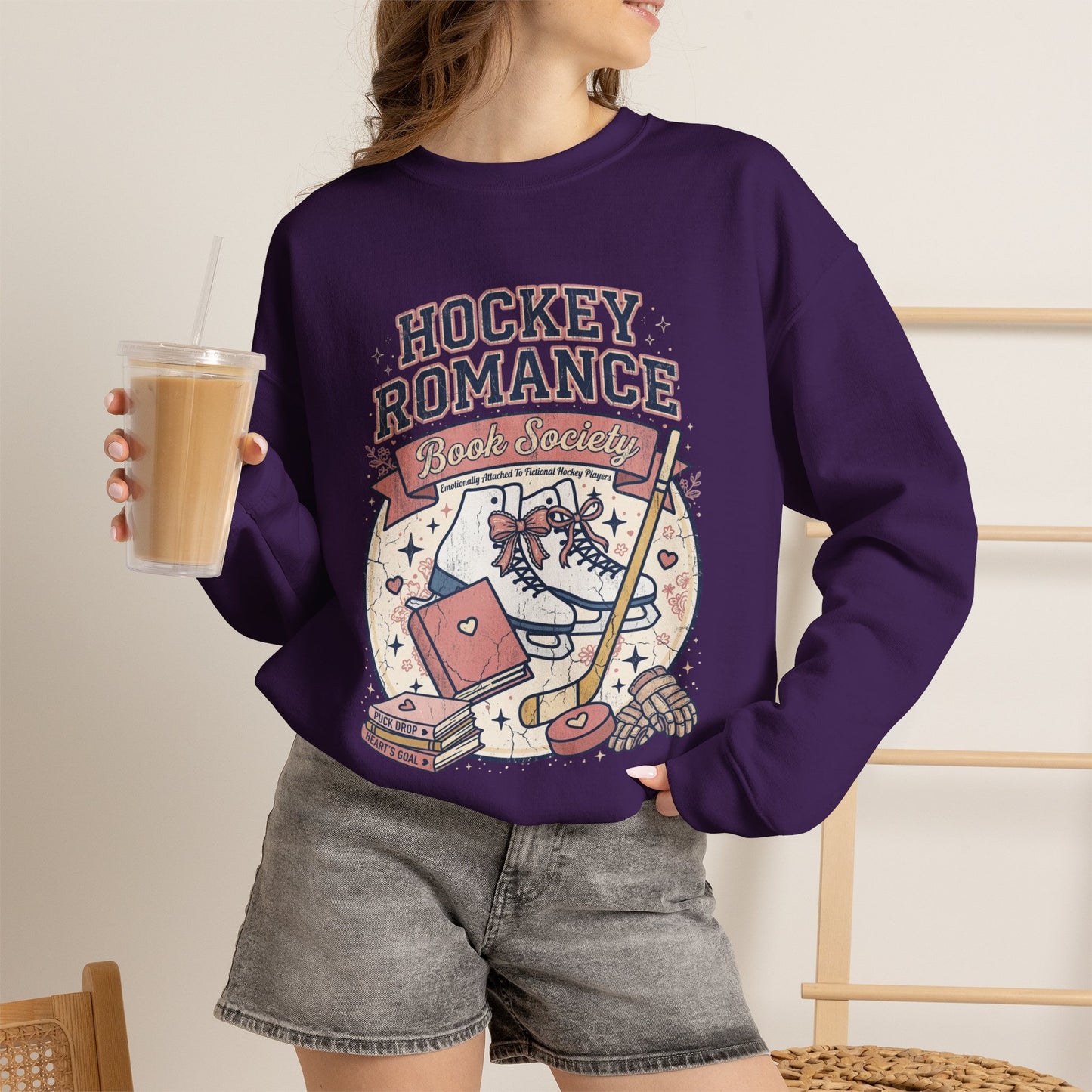 Hockey Romance Sweatshirt, Booktok Hockey Romance Crewneck, Romance Reader Sweatshirt, Cozy Hockey Book Girly Gift