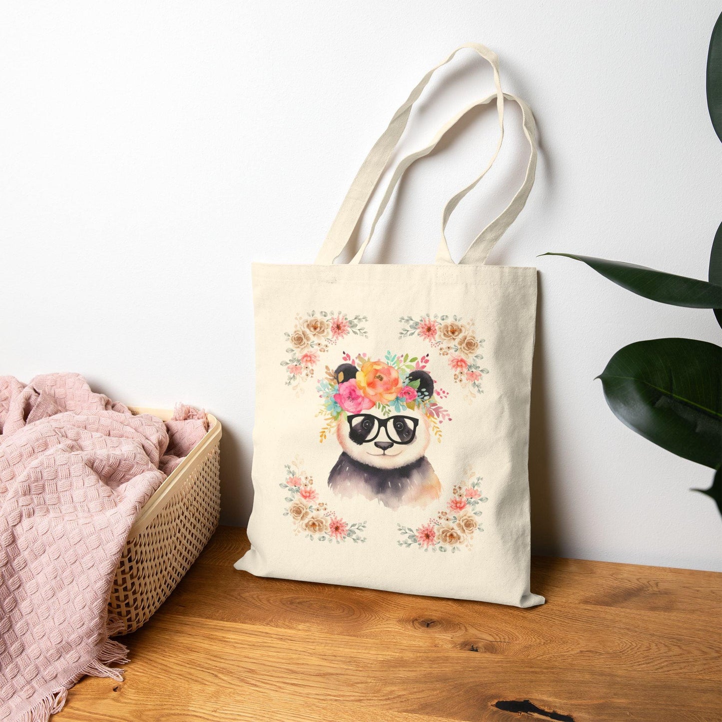 Geeky Goddess Panda Cotton Canvas Tote Bag