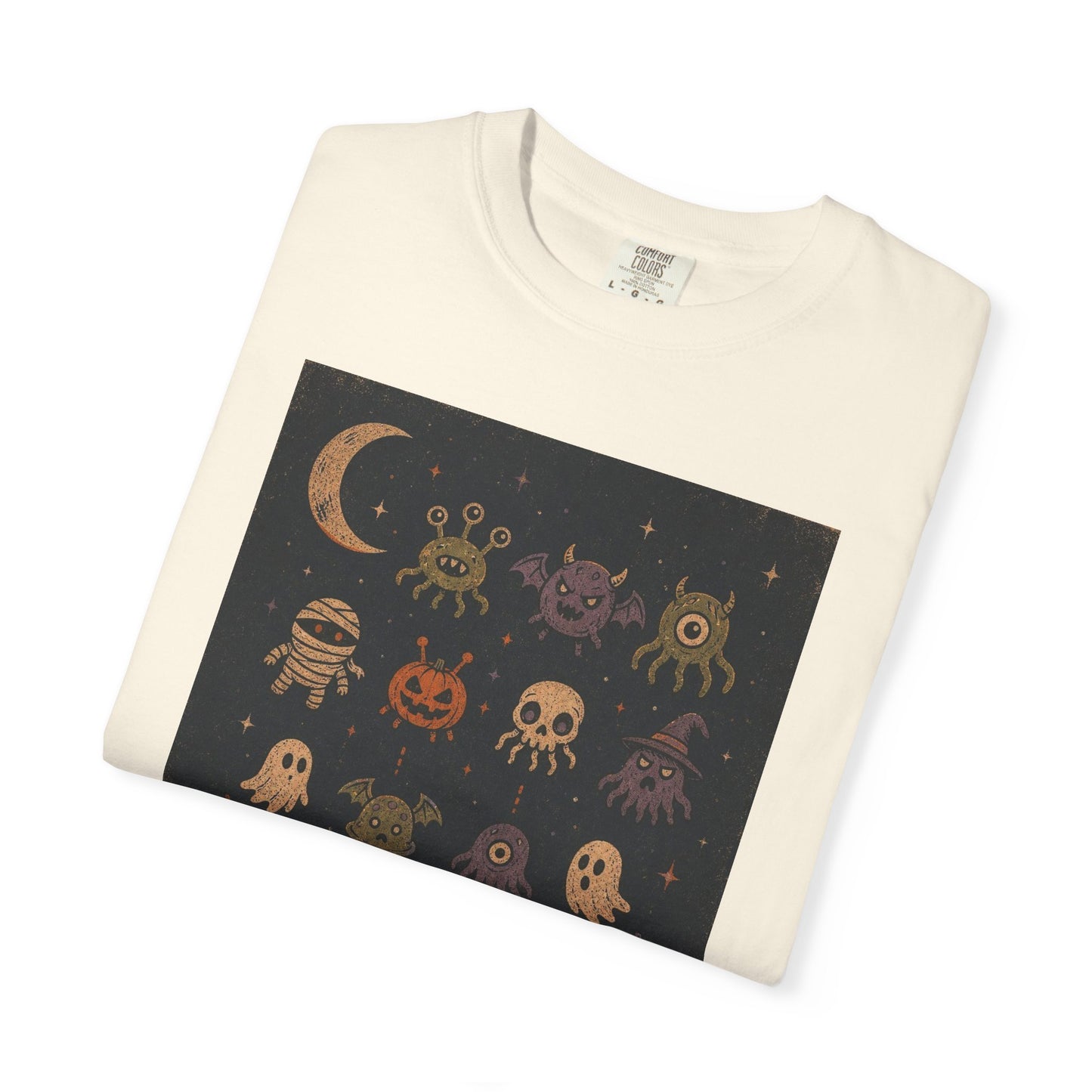 Cute Halloween Witch and Ghosts T-Shirt | Pumpkin Moon Spooky Illustration