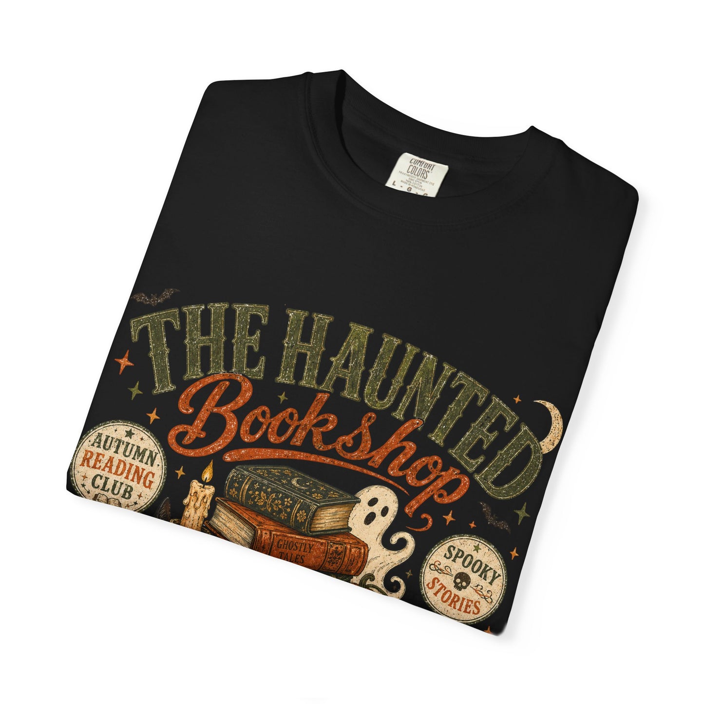 The Haunted Bookshop T-Shirt, Spooky Book Lover Shirt, Cozy Autumn Reading Tee, Halloween Bookstore Graphic, BookTok Reader Gift