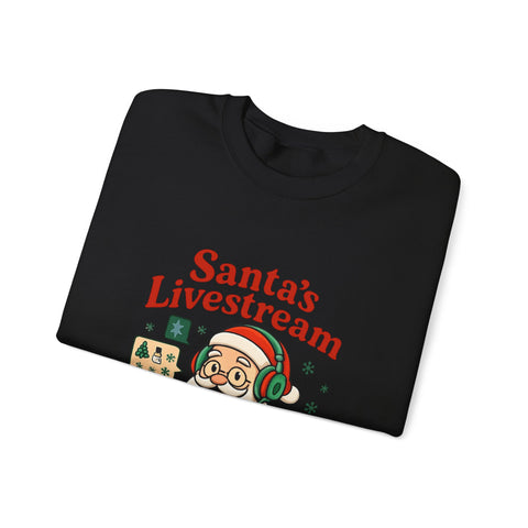 Cozy Christmas Crewneck Sweatshirt - Santa's Livestream Fun, Unisex Holiday Pullover, Gift for Gamers, Xmas Comfort Wear, Festive Sweatshirt