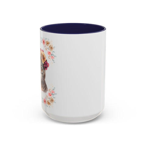 Geeky Goddess Dark Gray Cat Accent Coffee Mug