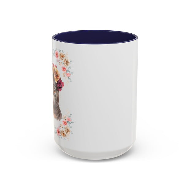 Geeky Goddess Dark Gray Cat Accent Coffee Mug