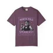 North Pole Speakeasy T-Shirt, Holiday T-Shirt, Unisex Christmas Tee, Vintage Style Tee, Fun Santa Shirt, Festive Gift Idea