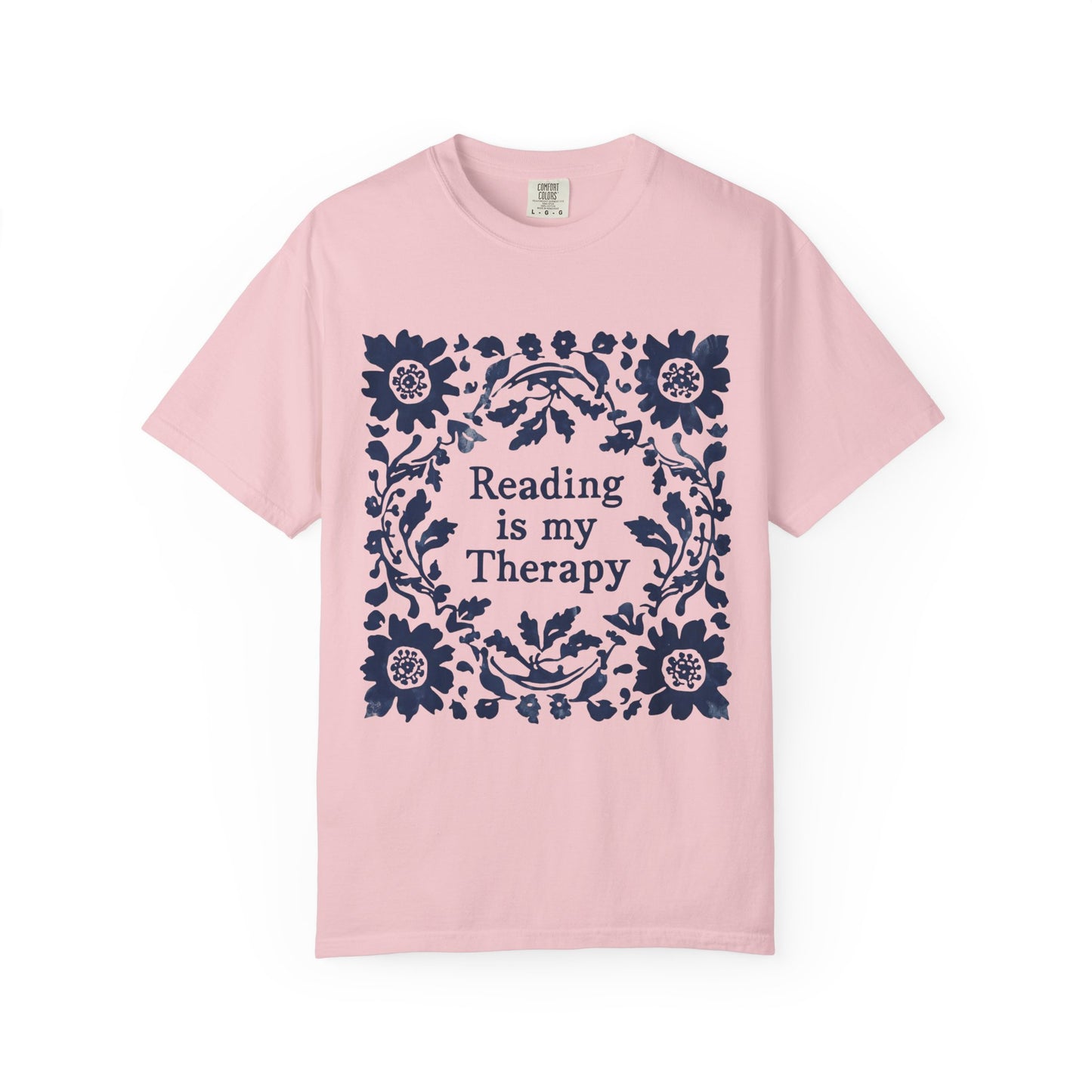 Reading Is My Therapy T-shirt | Floral Wreath Book Lover Tee