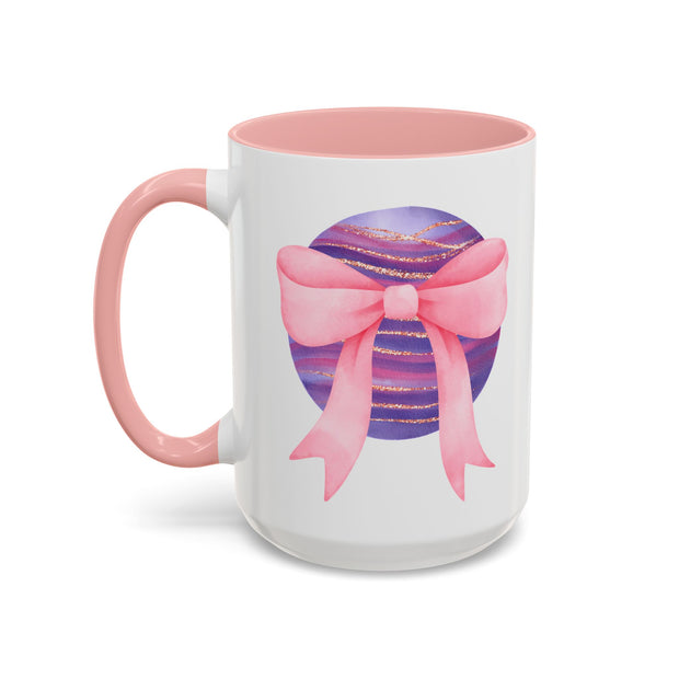 Pink/Purple Planet Wrapped In A Bow Accent Coffee Mug