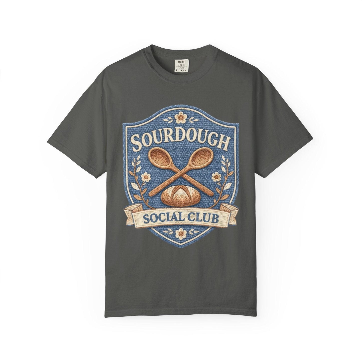 Sourdough Social Club T-shirt | Vintage Baking Badge, Bread Loaf & Spoons