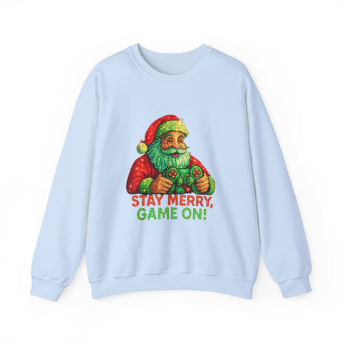 Santa with Game Controller Sweatshirt | Stay Merry Game On Christmas