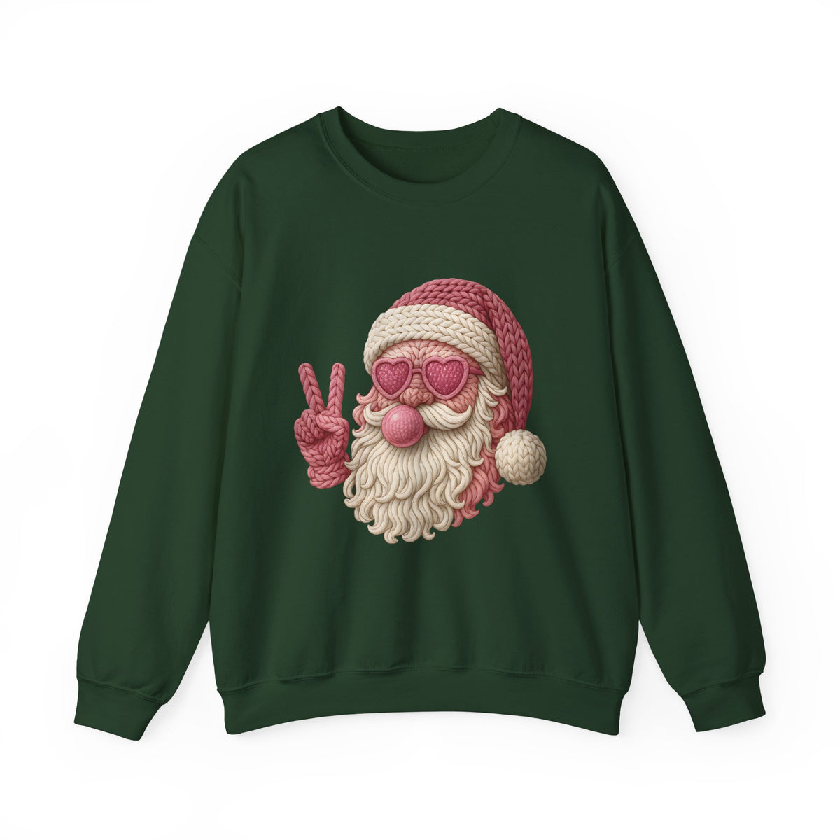 Pink Sunglasses Peace Sign Santa Sweatshirt | Retro Holiday Cozy