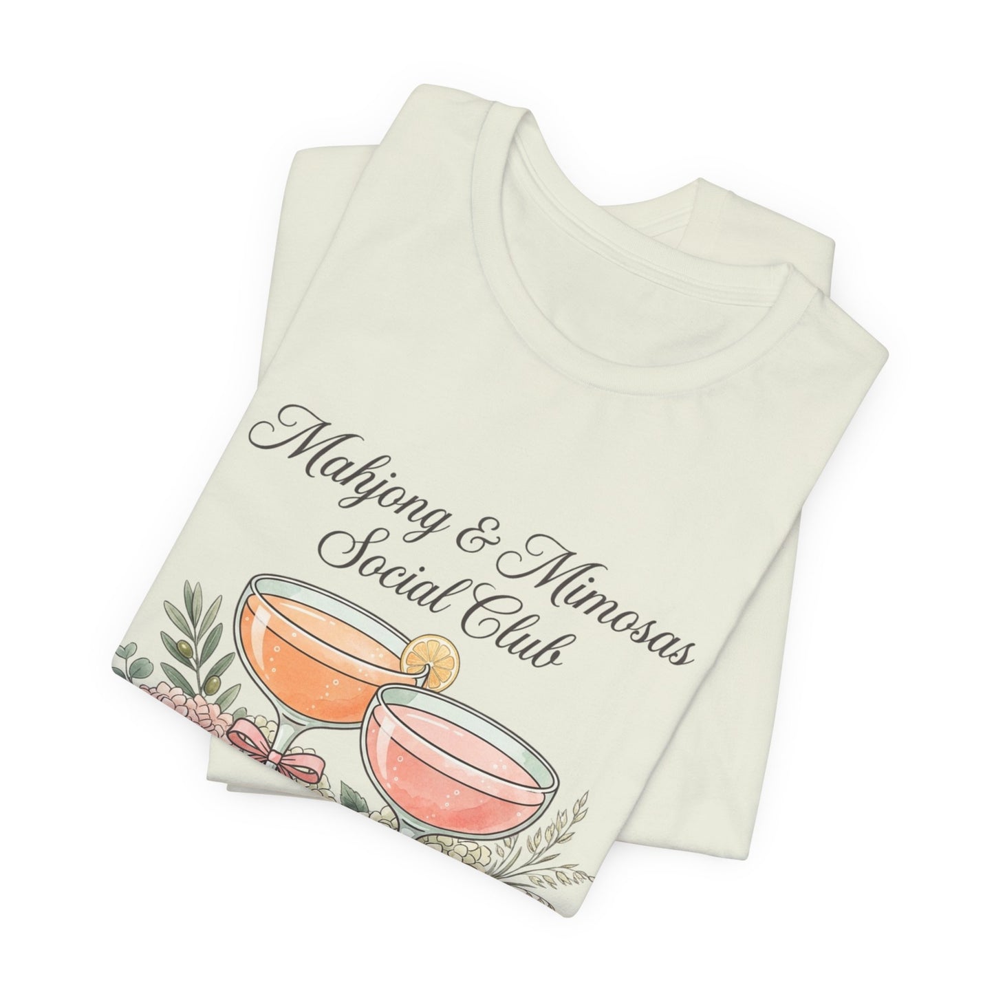 Mahjong & Mimosas Shirt, Mahjong Social Club Tee, Pastel Mahjong Graphic T-Shirt, Brunch Club Gift for Her