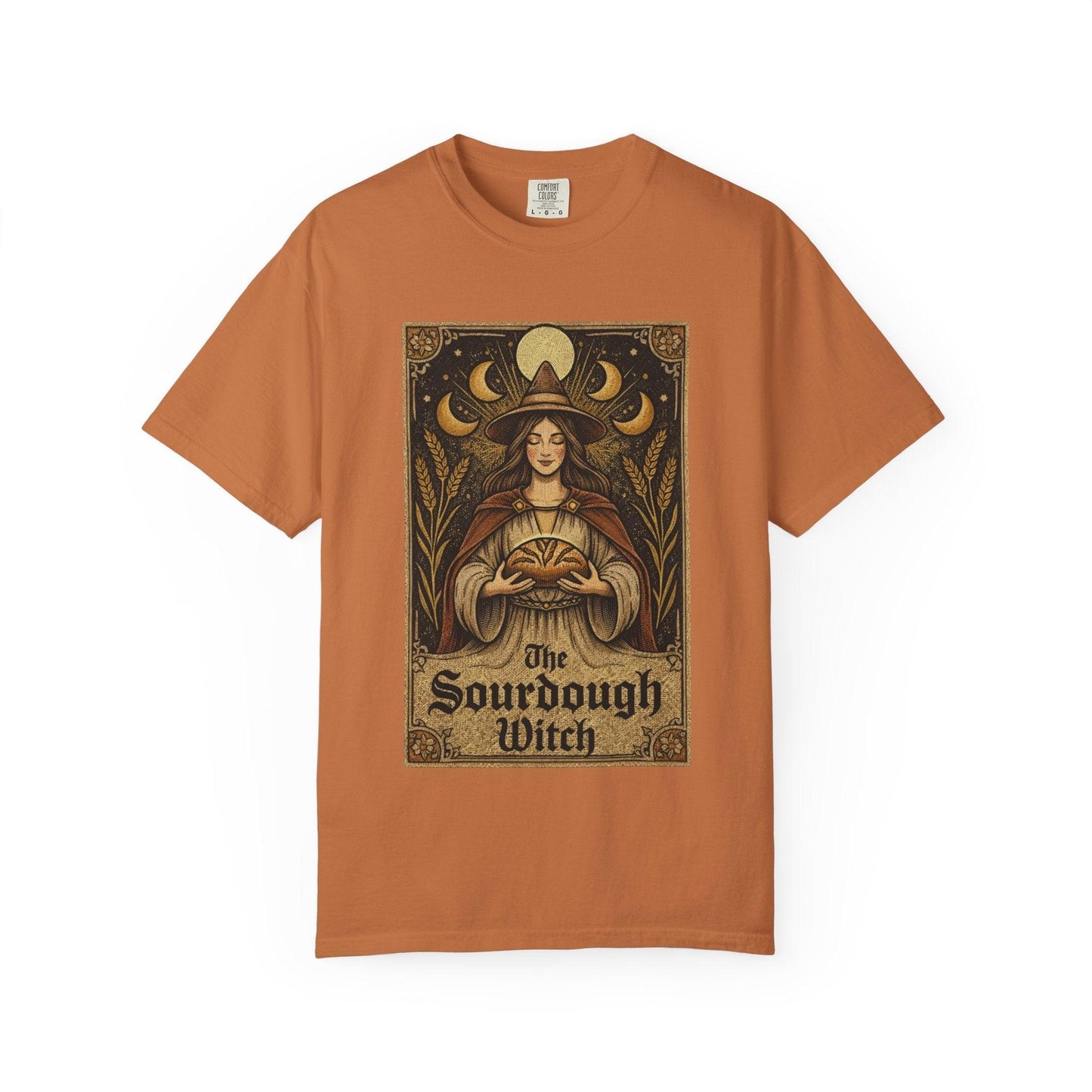 Sourdough Witch T-Shirt | Vintage Witch Art, Moon Phases, Baking Theme