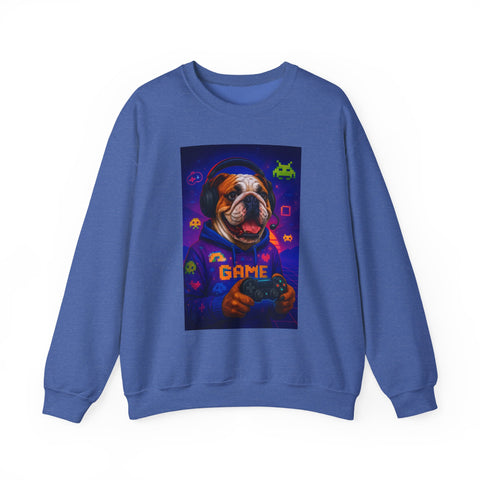 Gaming Dog Crewneck Sweatshirt, Cozy Gamer Gift, Unisex Sweatshirt, Video Game Lover Apparel, Fun Dog Design Sweatshirt