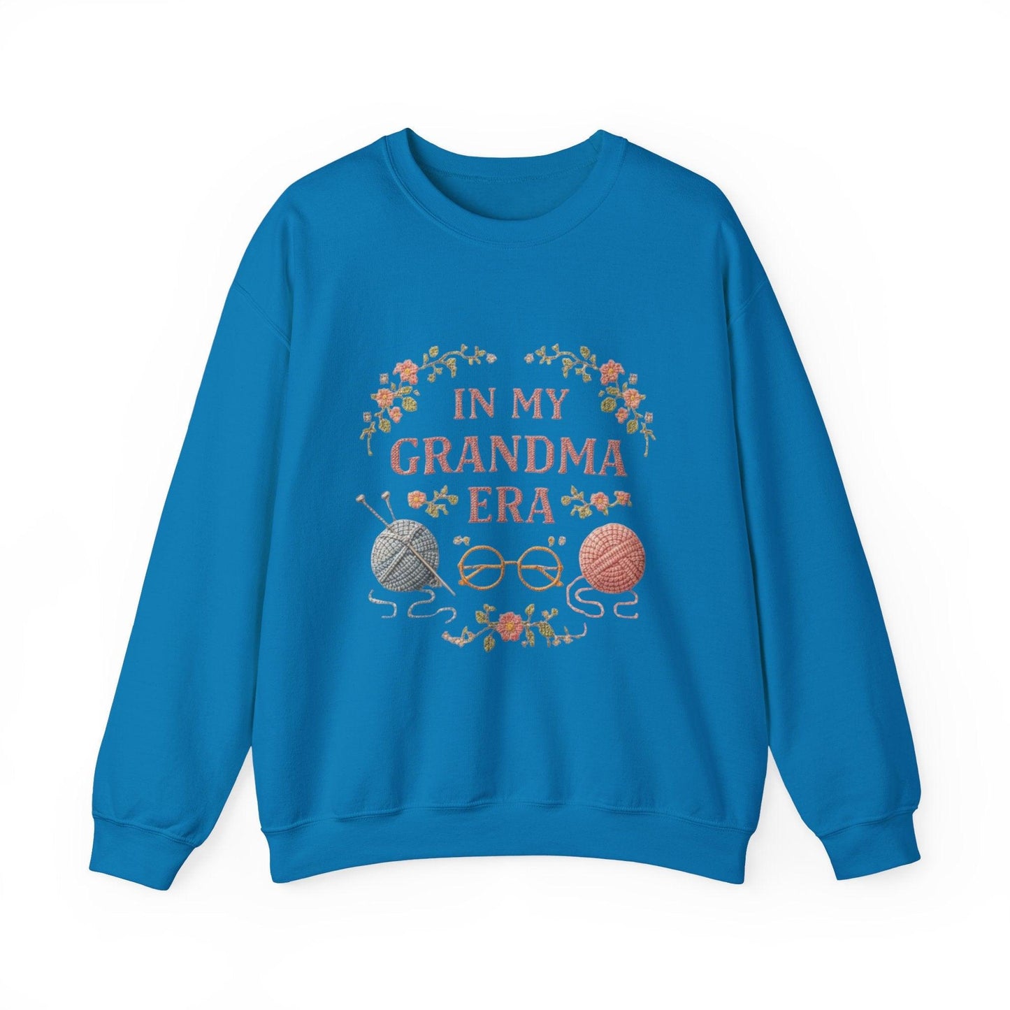 In My Grandma Era knitting balls and glasses Sweatshirt | Cozy vintage floral design