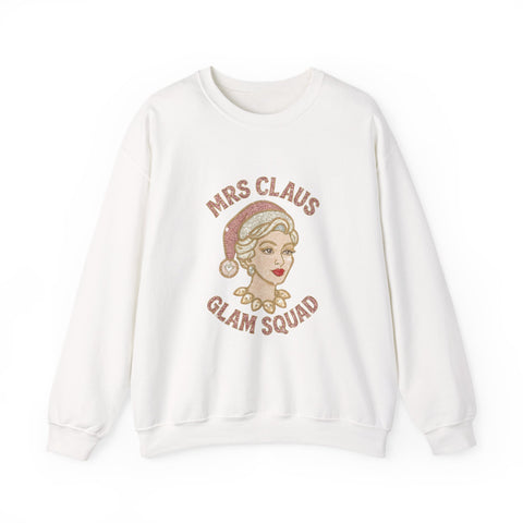 Mrs Claus Glam Squad Sweatshirt | Retro Mrs. Claus Illustration, Christmas Holiday Crewneck