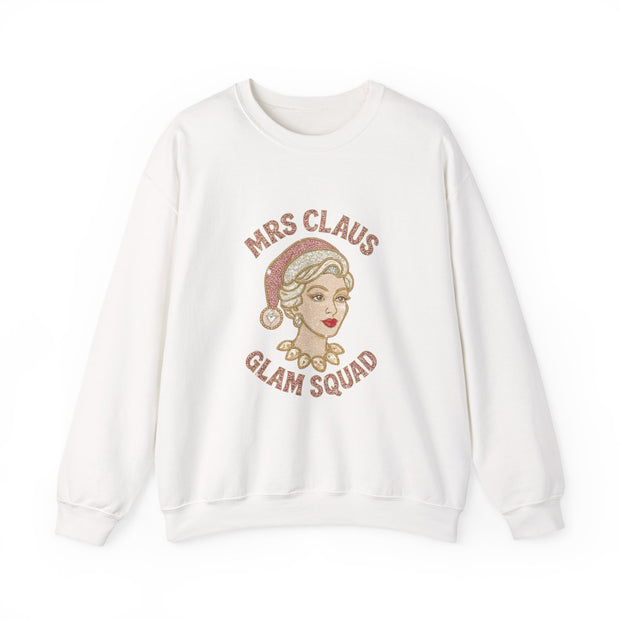 Mrs Claus Glam Squad Sweatshirt | Retro Mrs. Claus Illustration, Christmas Holiday Crewneck
