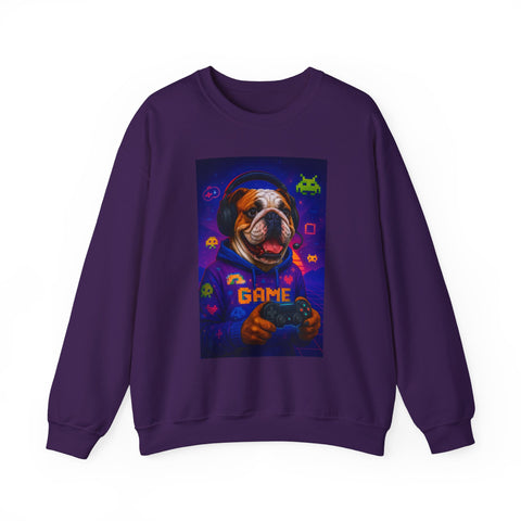 Gaming Dog Crewneck Sweatshirt, Cozy Gamer Gift, Unisex Sweatshirt, Video Game Lover Apparel, Fun Dog Design Sweatshirt