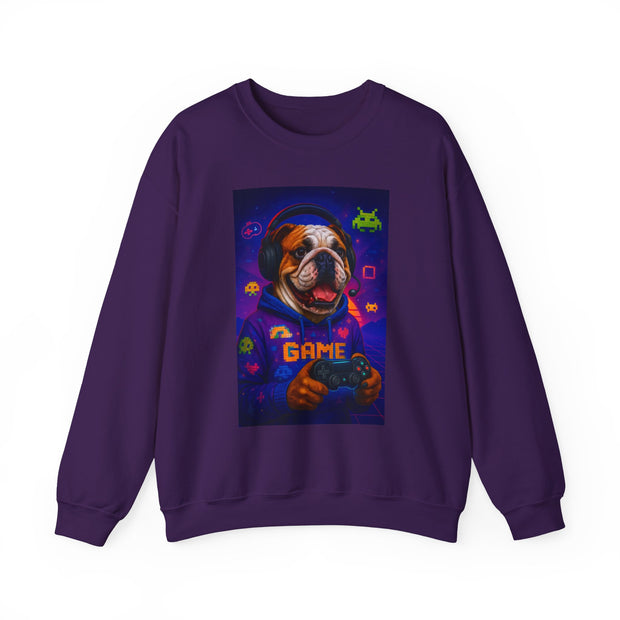 Gaming Dog Crewneck Sweatshirt, Cozy Gamer Gift, Unisex Sweatshirt, Video Game Lover Apparel, Fun Dog Design Sweatshirt