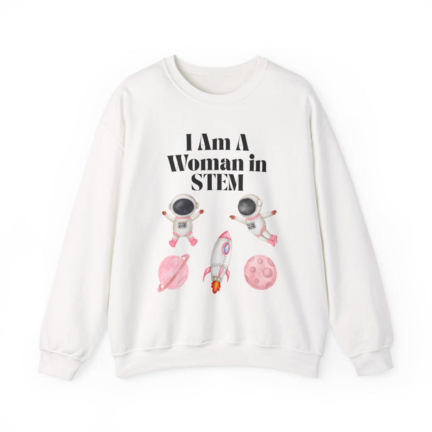 "I Am A Woman in STEM" Astronaut Unisex Crewneck Sweatshirt