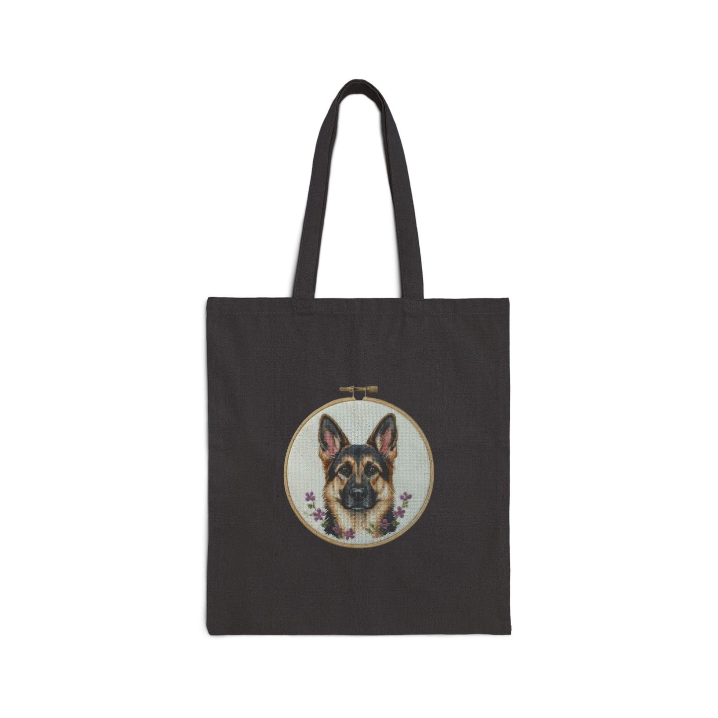 German Shepherd Portrait Tote Bag | Embroidery Hoop Illustration, Dog Lover Accessory