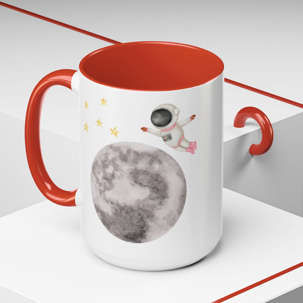 Astronaut Flying To The Moon Accent Coffee Mug