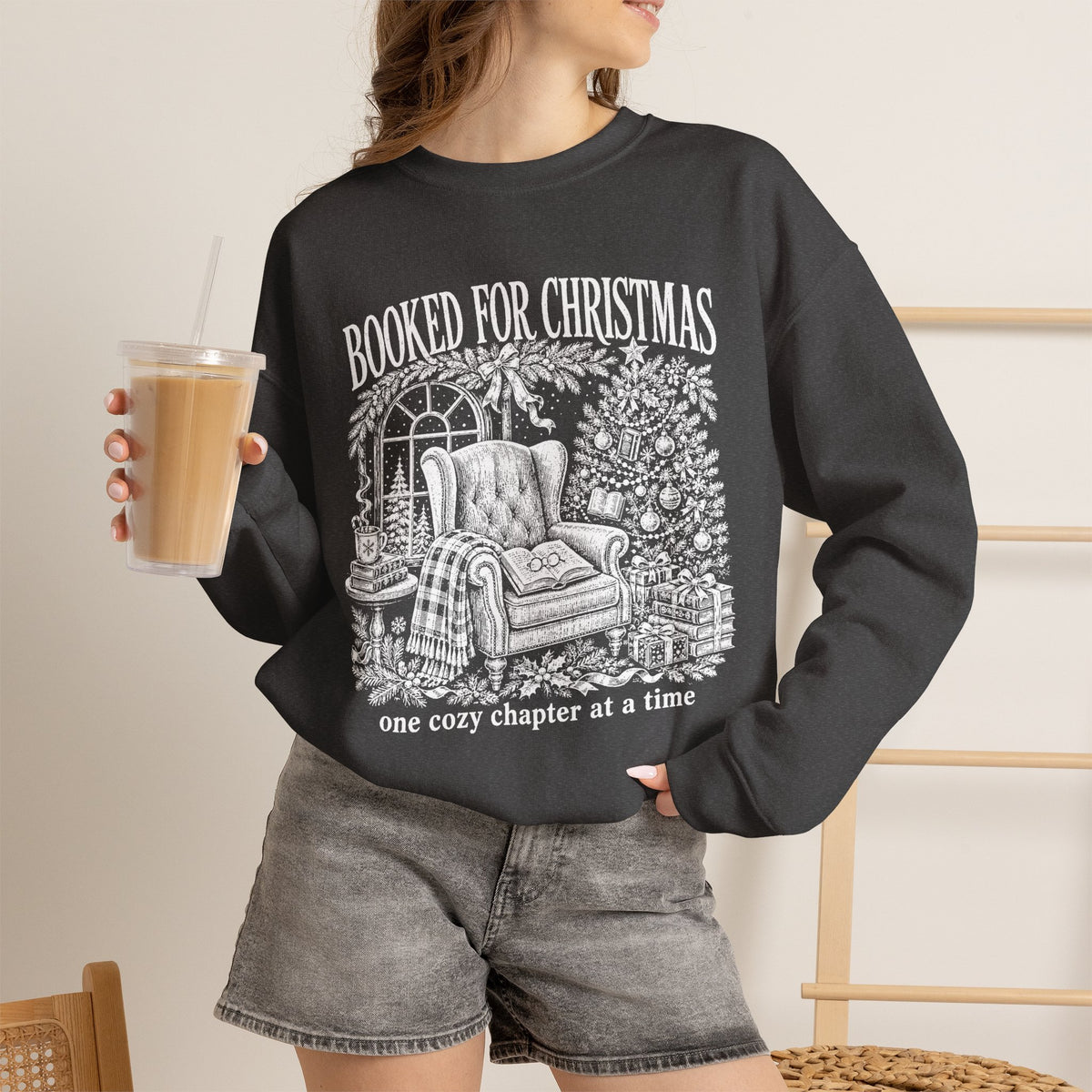 Booked for Christmas Sweatshirt, Book Lover Christmas Crewneck, Cozy Reader Sweater, Bookish Holiday Shirt, BookTok Christmas Gift