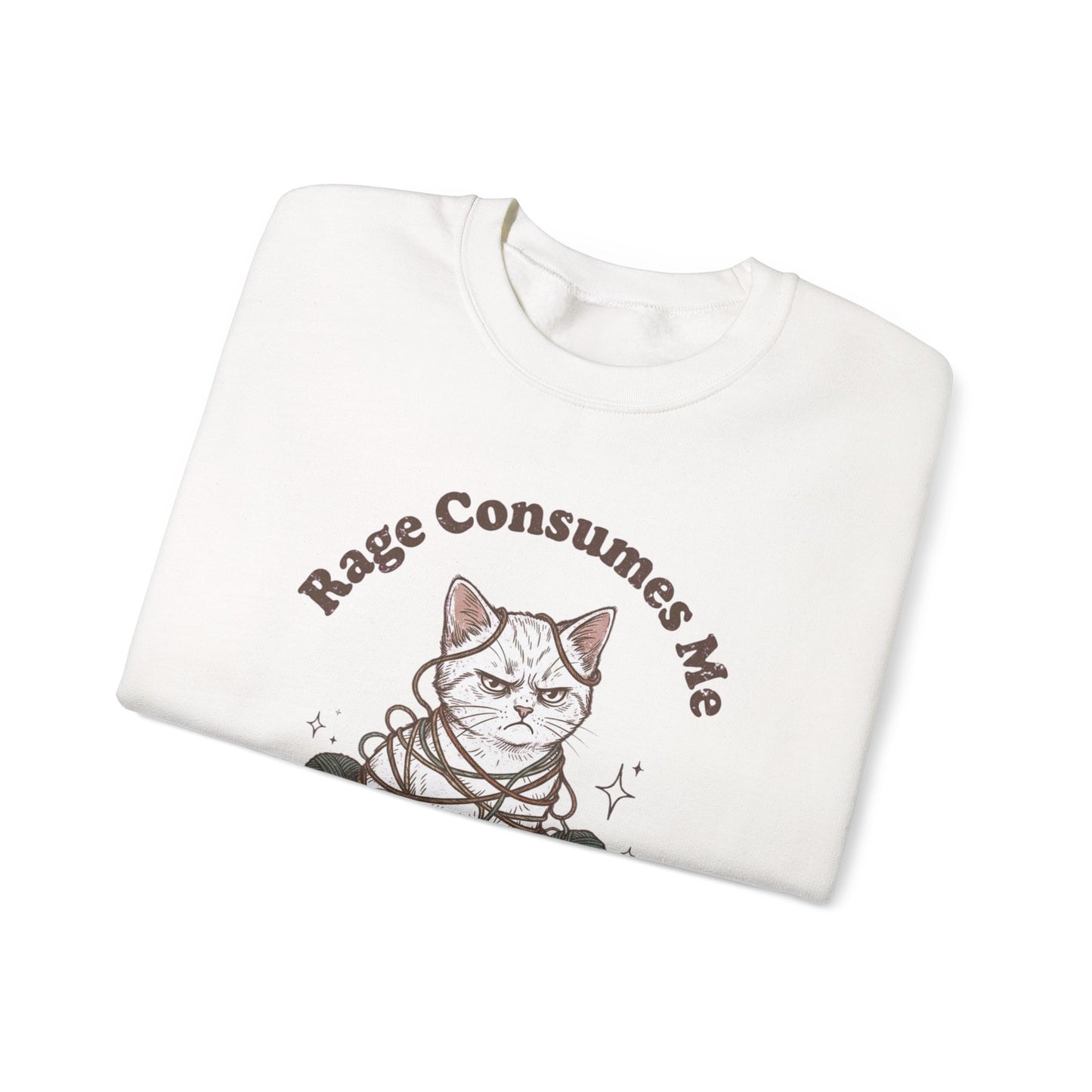 Rage Consumes Me Crochet Cat Shirt, Funny Knitting Tee, Grandma Hobbies Sweatshirt