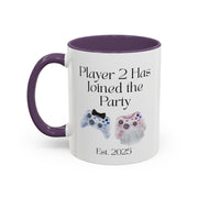 'Player 2 Has Joined The Party' 'Est. 2025' Accent Coffee Mug