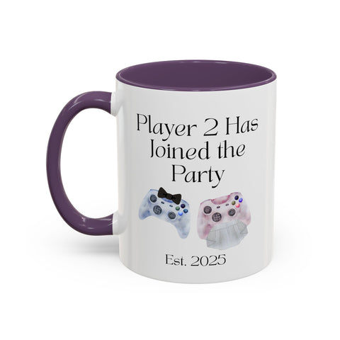 'Player 2 Has Joined The Party' 'Est. 2025' Accent Coffee Mug