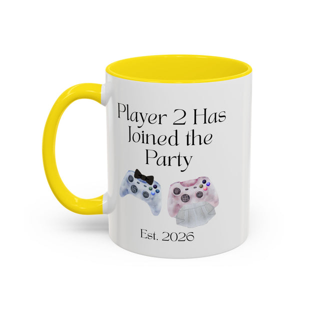 'Player 2 Has Joined The Party' 'Est. 2026' Accent Coffee Mug