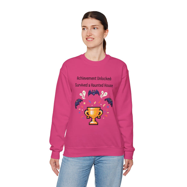 'Achievement Unlocked: Survived A Haunted House' Unisex Crewneck Sweatshirt