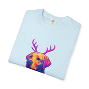 Labrador Retriever with Reindeer Antlers T-Shirt | Neon Holiday Sweater Dog