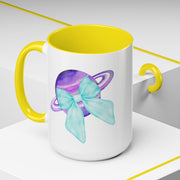 Purple Saturn Wrapped In A Bow Accent Coffee Mug