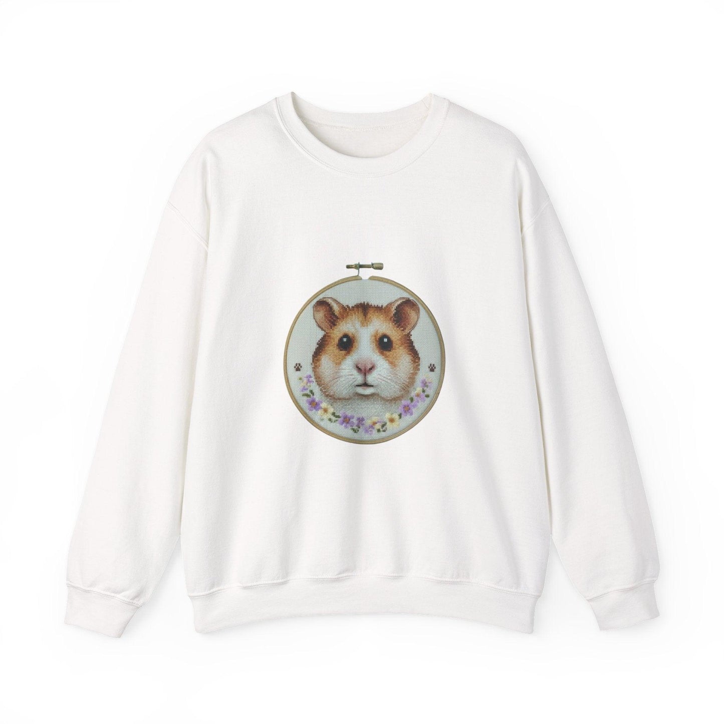 Hamster Portrait Sweatshirt | Embroidery Hoop Floral Frame