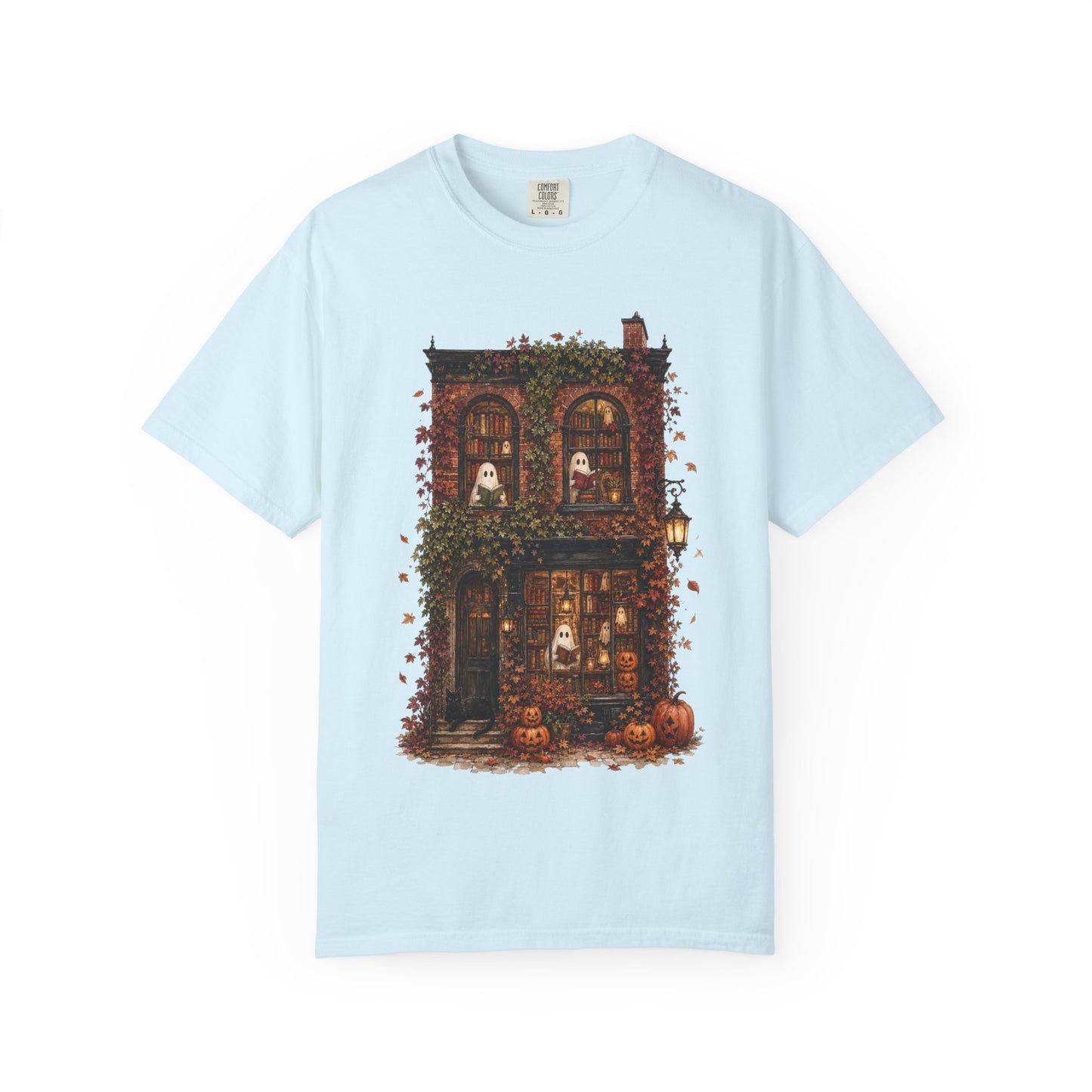Haunted Bookstore T-Shirt, Cozy Book Lover Halloween Shirt, Ghost Library Tee, Dark Academia Fall Graphic, Spooky Reader Gift