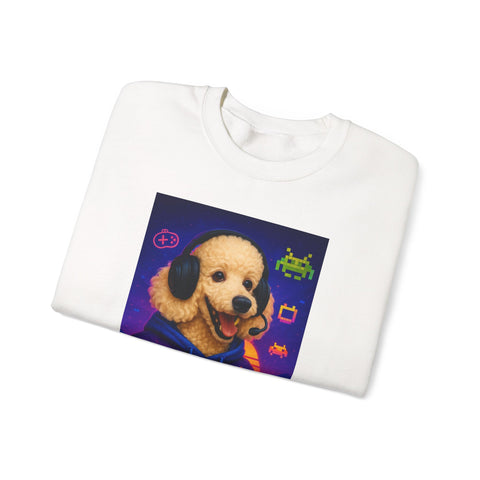 Gamer Dog Sweatshirt, Unisex Crewneck, Cute Gaming Apparel, Gift for Pet Lovers, Funny Sweatshirt, Cozy Gaming Clothing