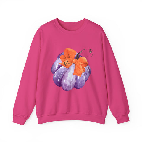 Purple Pumpkin Wrapped In A Bow Unisex Crewneck Sweatshirt
