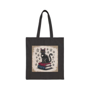 Cat and Book Lover's Cotton Canvas Tote Bag