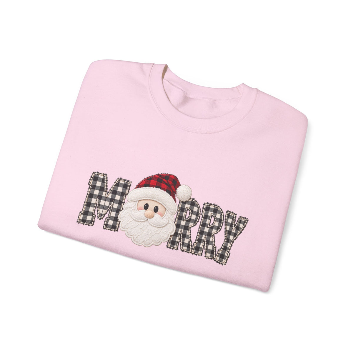Merry Christmas Sweatshirt, Santa Christmas Crewneck, Plaid Holiday Sweater, Cute Santa Shirt, Cozy Christmas Gift for Her