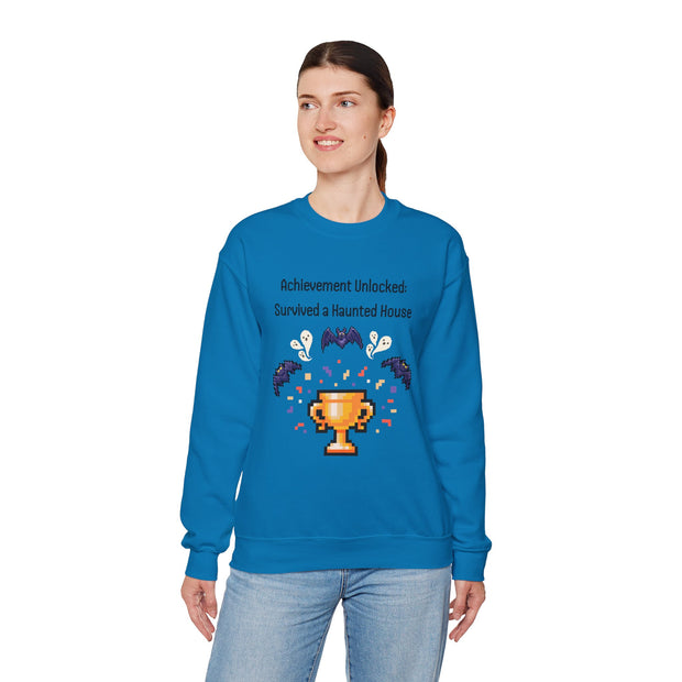 'Achievement Unlocked: Survived A Haunted House' Unisex Crewneck Sweatshirt