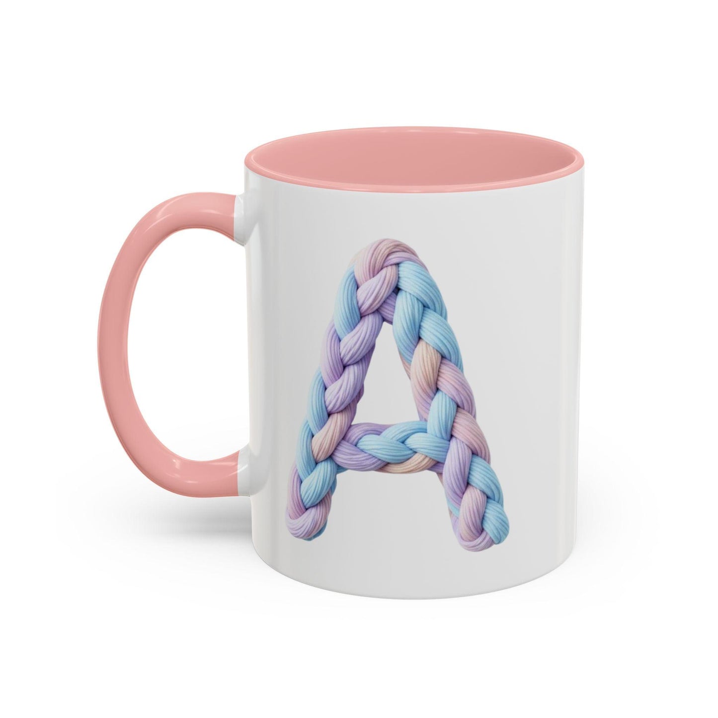 Minimalist Embroidery Typography Accent Coffee Mug | Pastel Thread Design