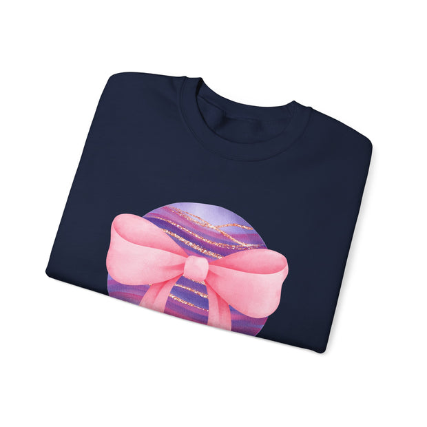 Pink/Purple Planet Wrapped In A Bow Crewneck Sweatshirt